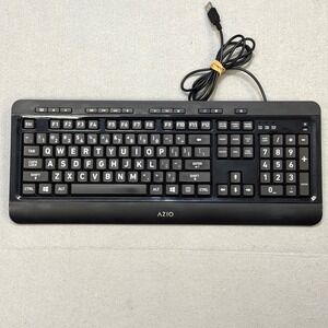 Azio KB505U Vision Large Font Backlit Keyboard Tri-Color LED Wired USB Tested